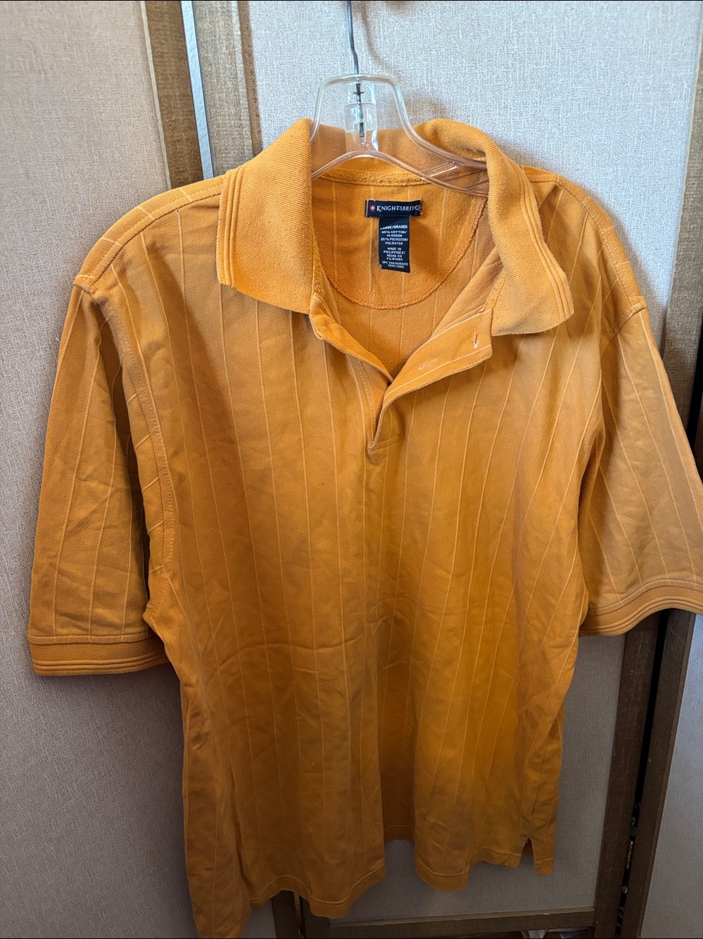 Men’s Knightsbridge Short Sleeve Polo Top in Mustard Large